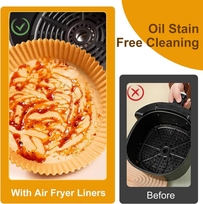 Air Fryer Liners Disposable Paper,100Pcs Airfryer Paper Liners,Non Stick Parchment Paper Liners,Food Grade Air Fryer Accessories for Microwave Oven Steamer 6.3inch Round