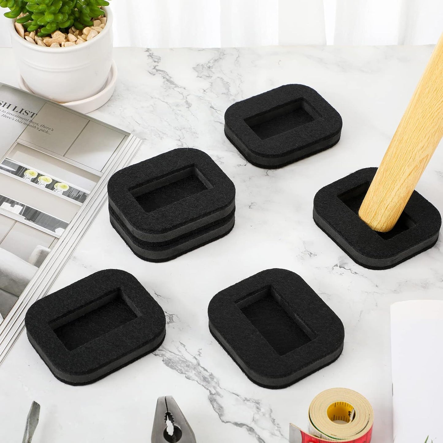 Blulu 12 Pcs Felt Caster Cups Furniture Pads for Hardwood Floors Wheel Stoppers for Rolling Chairs for Office Bed Home Prevent Scratches(Black)