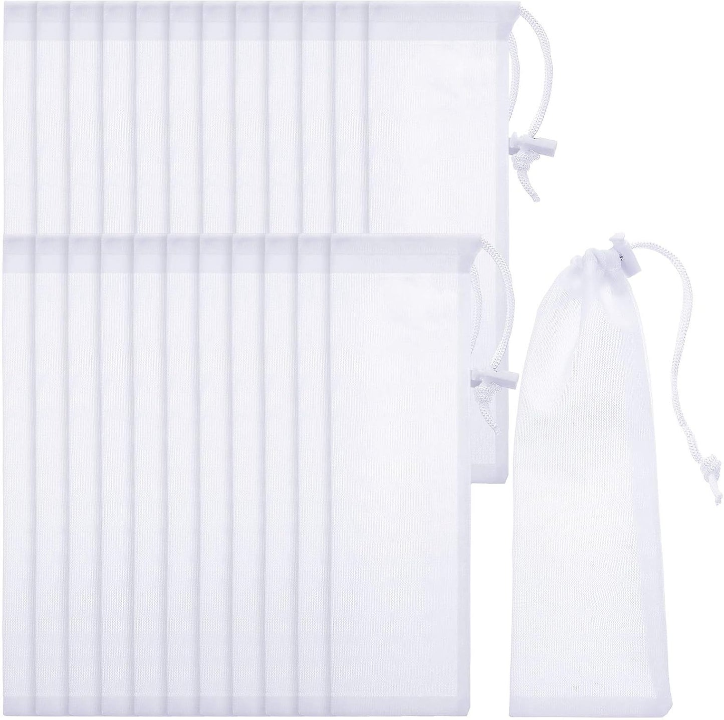 Shappy 24 Pieces Lint Traps for Washing Machine Drain Hose Nylon Mesh | Discharge Hose Filter Bags, Mesh Lint Catcher, 9.4 X 3.1 Inch, Prevents Clogs, Laundry Drain System, Drawstring Design