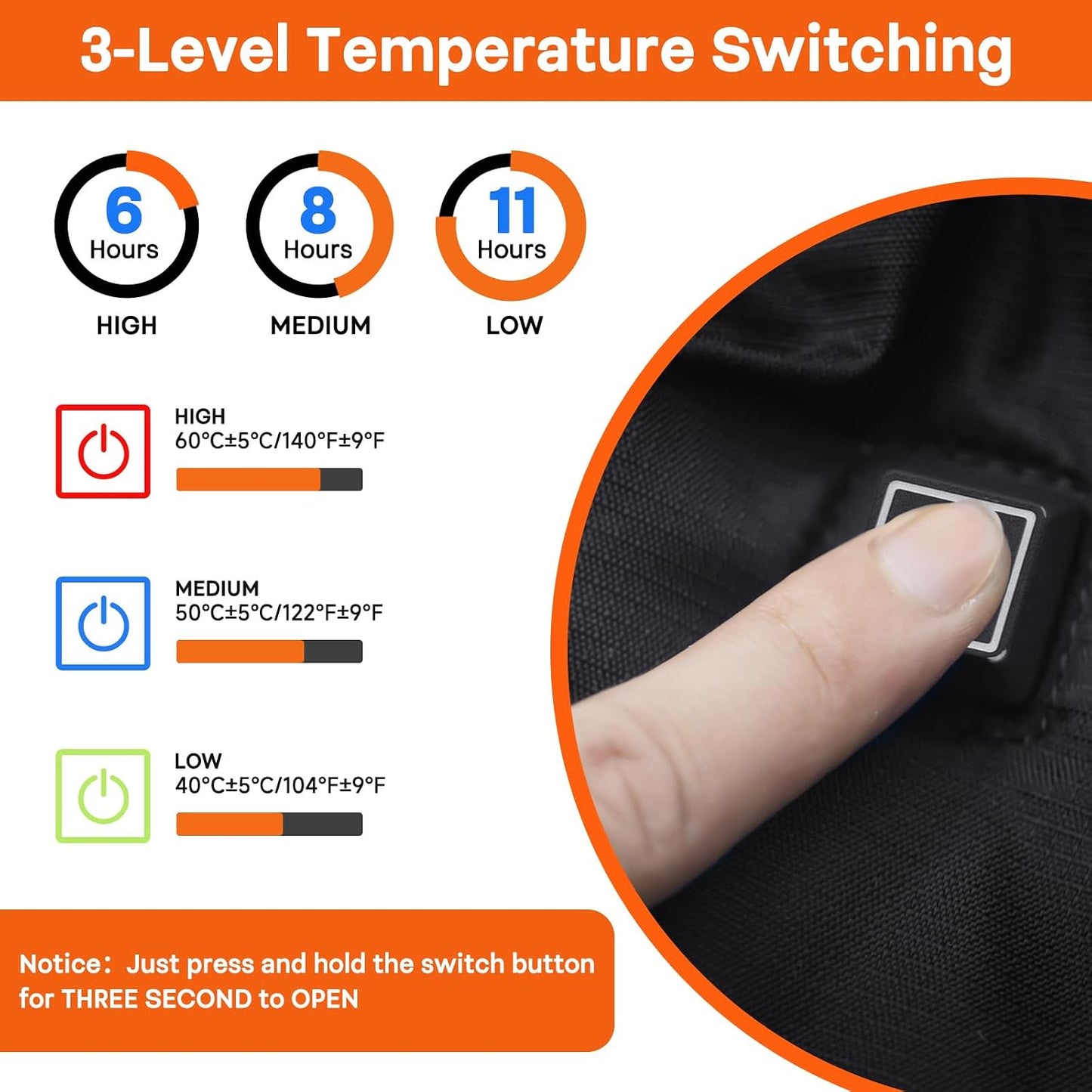 Hand Warmer Pouch, Hand Warmers Rechargeable with 3 Levels Heating, Ideal for Hunting,Camping,Football, Portable and Waterproof Football Hand Warmer Heated Hand Muff, not Include Power Bank