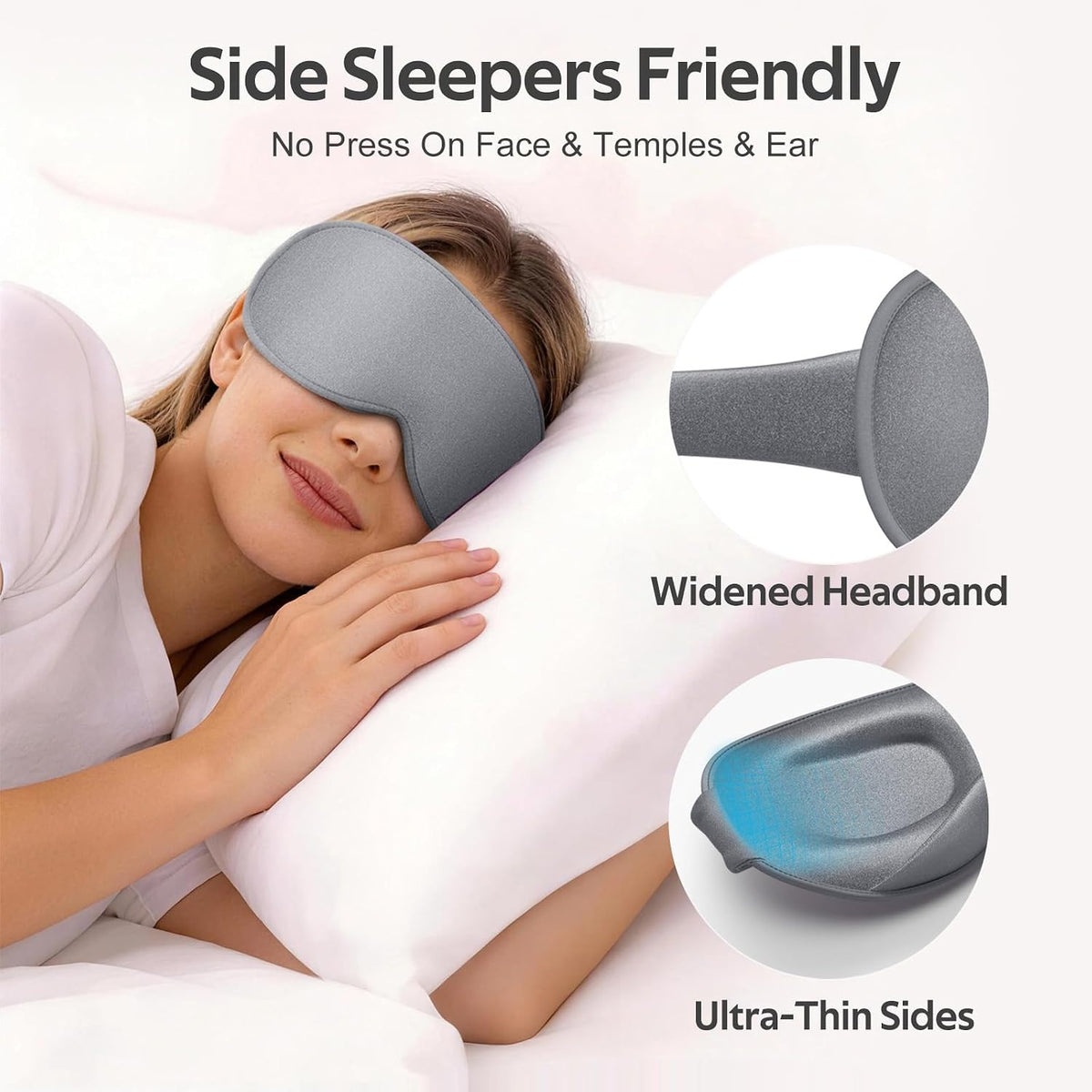 Vynix® Sleep Mask for Men Women - 100% Blackout Eye Masks for Sleep - 3D Soft Sleeping Mask for Side Sleepers - Zero Pressure Lash Extensions Eye Cover Shade for Airplane Travel Essentials, Black