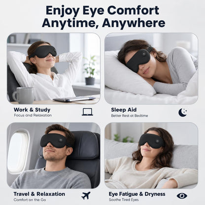 Heated Sleep Mask with 3-Level,Portable Eye Mask for Dry Eyes & Travel | 3-Level Soothing Heat,Cordless Sleep Mask,3D Light-Blocking Design,Adjustable Strap,Washable Cover,for Sleep,Home