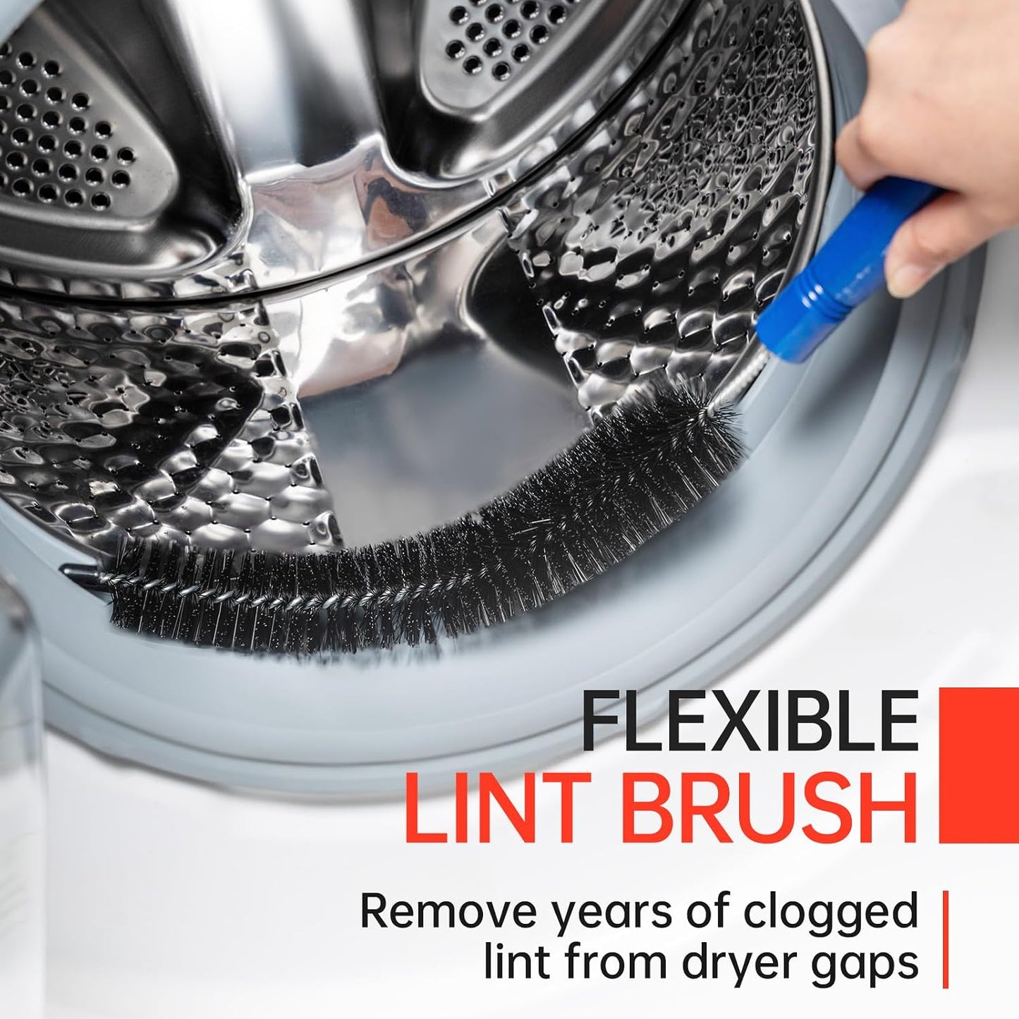 Bluesea 7 Pieces 20 Feet Dryer Vent Cleaner Kit, Reinforced Nylon Dryer Vent Cleaning Kit, Durable Dryer Vent Brush Vacuum Attachment with Flexible Lint Trap Brush, Vacuum & Dryer Adapters