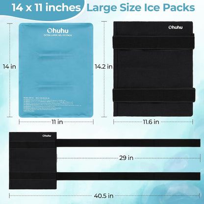 Ohuhu Ice Pack for Injuries Reusable 2 Pack 14"x11" Hot Cold Pack Wrap