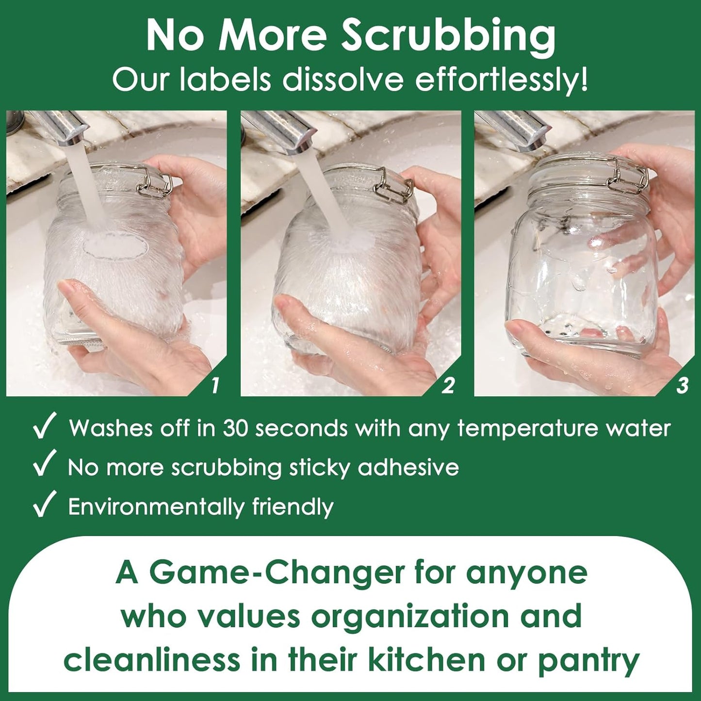 DGBDPACK Water Soluble Canning Labels, 1 x 2 1/8 in for Mason Jars 200 Pack | 200 stickers with 8 decorative designs, fully dissolvable in water, pickles, mason jars.