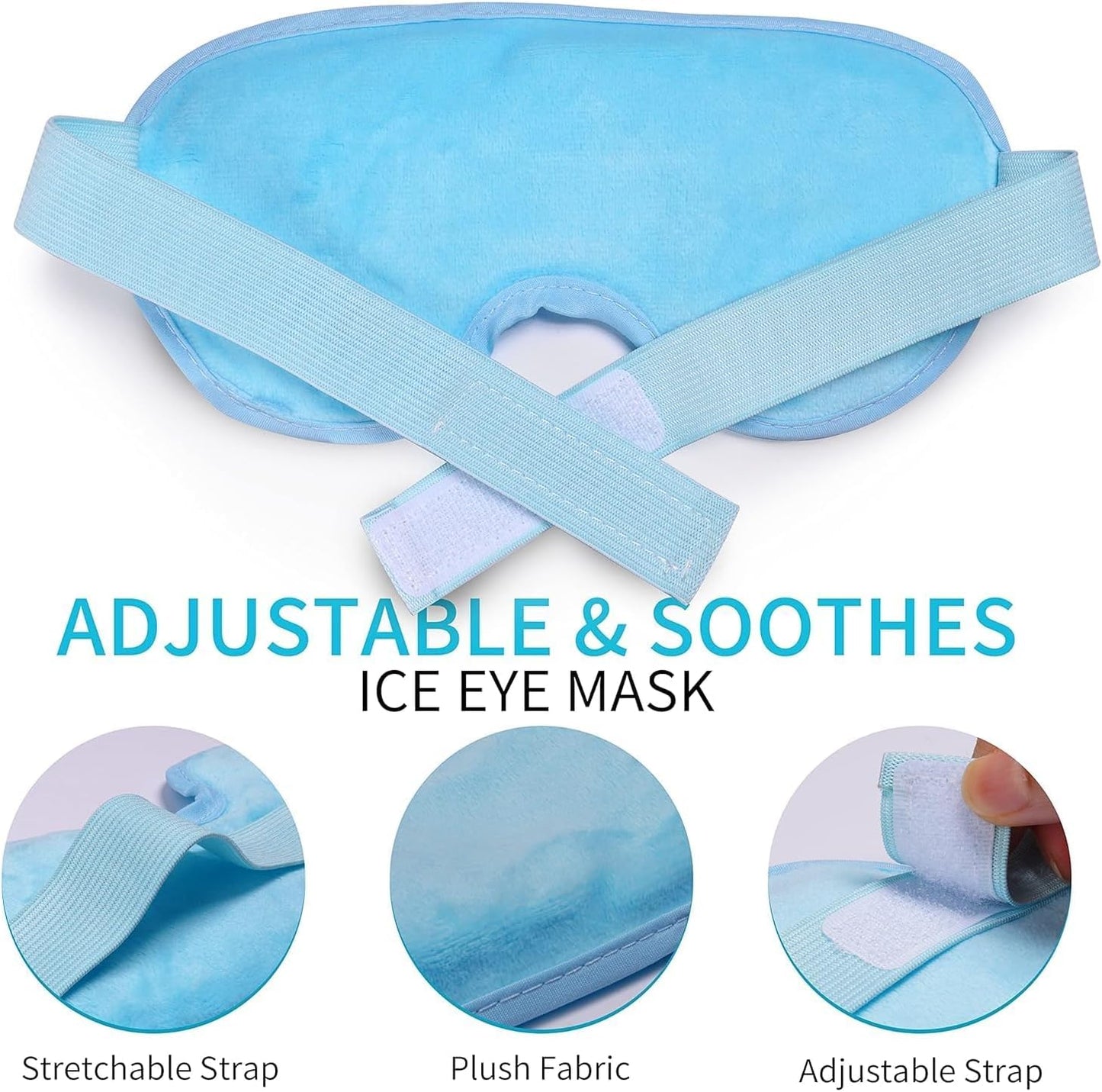 Cooling Gel Eye Mask for Puffy Eyes, Migraines & Dark Circles | Hot & Cold Therapy, Headache Relief, Reusable Gel Beads, Adjustable Strap, Skin Care Use