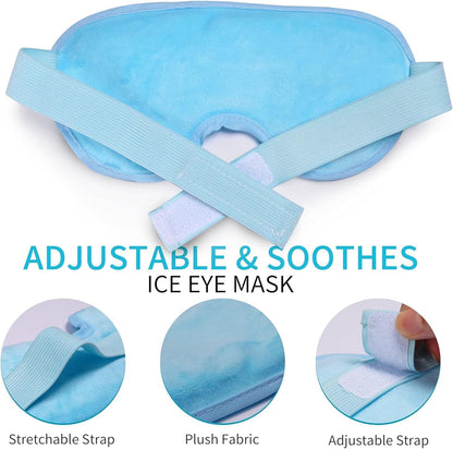 Cooling Gel Eye Mask for Puffy Eyes, Migraines & Dark Circles | Hot & Cold Therapy, Headache Relief, Reusable Gel Beads, Adjustable Strap, Skin Care Use