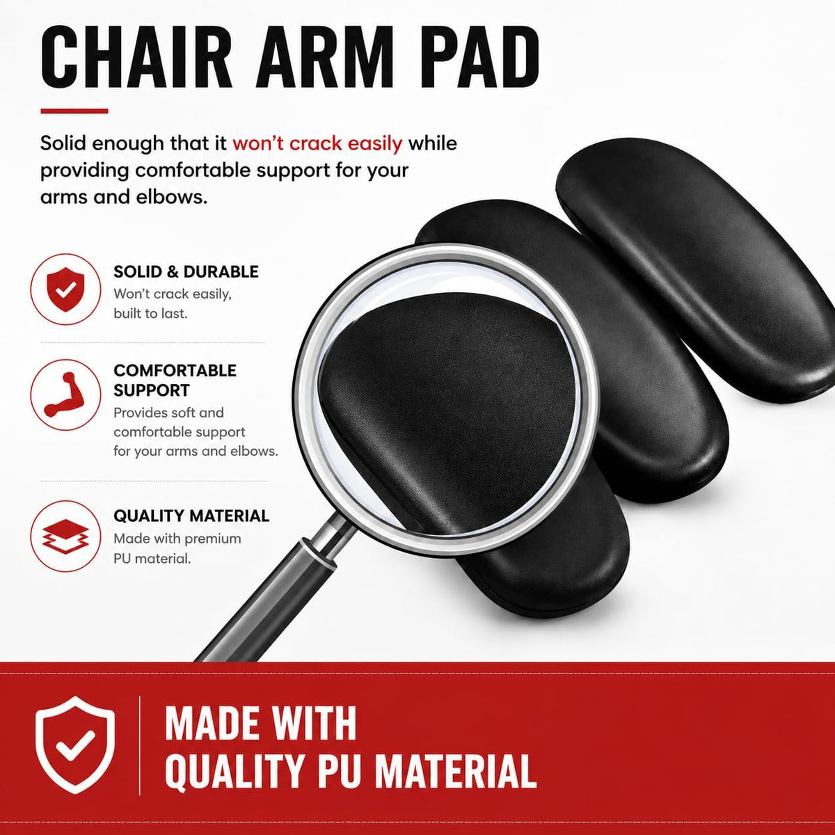 Ketofa Office Chair Arm Rest Replacement Fits All Styles of Arms with 4" Mounting Hole Patterns Screws Set Desk Armrest Cover(2Pack)