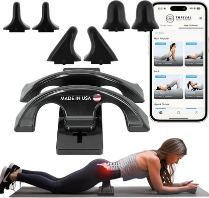 Arch Back Stretcher, Psoas Muscle Release Tool, Carbon Black | Fully Adjustable, Thrival App Compatible, Trigger Point Relief