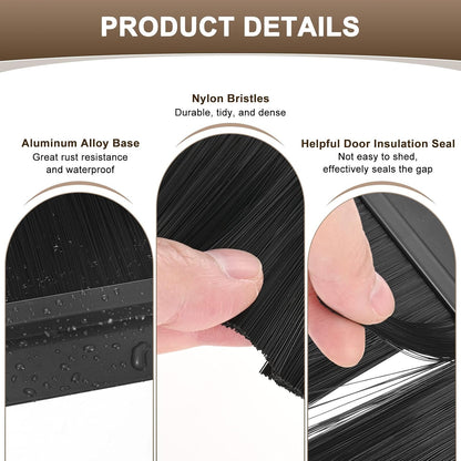 M METERXITY 2Pack Door Sweep - 39" Door Bottom Brush Heavy Duty Seal Draft Stopper Aluminum Base with 20mm Brush, Adhesive/Screw Installation for Interior/Exterior/Garage/Sliding Doors, Black