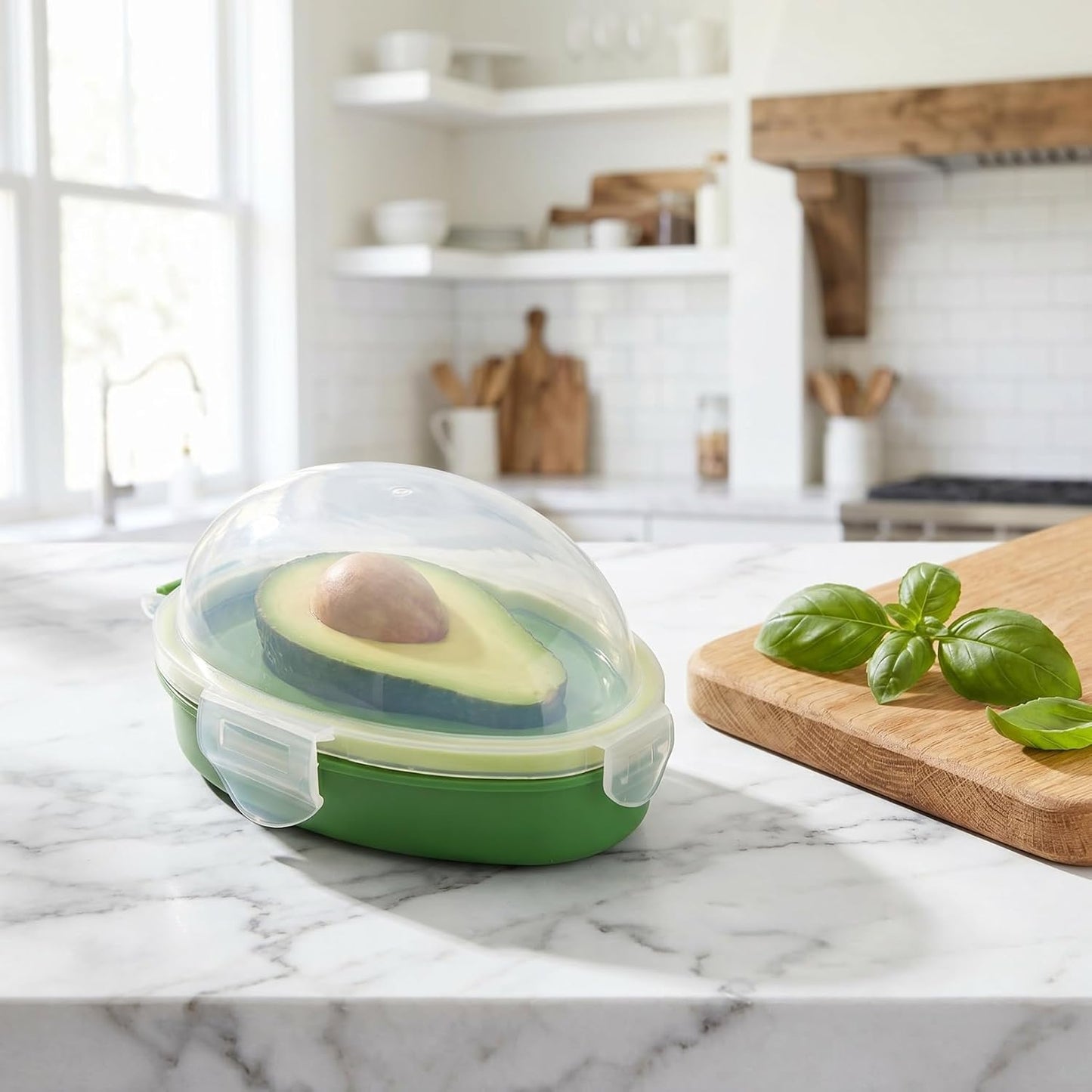 DOITOOL Avocado Keeper, Avocados Storage Container, Reusable Saver Holder, Silicone Fridge Container for Freshness, Refrigerator Vegetable Case Saver, Clear Box for Vegetarians