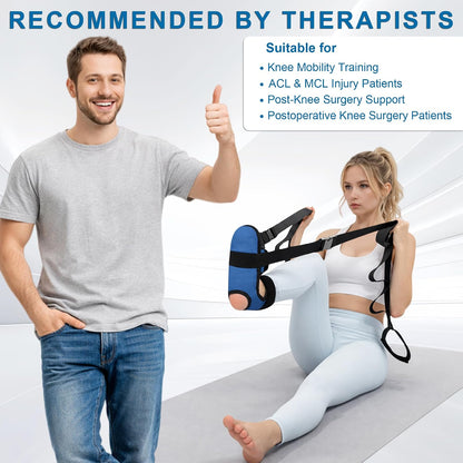 Knee Replacement Recovery Aids, Leg Stretcher Strap Kit | Adjustable Foot Cradle with 0 lb and 5 lb Resistance Bands, Range of Motion Training for Hip and Knee Exercises, Storage Bag