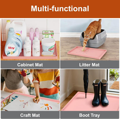 34" x 22" Extra Thick Silicone Mat Waterproof with Raised Edge, | Under Sink Mat for Kitchen & Bathroom, Kitchen Cabinet Liner, Multi-Purpose for Storage & Protection