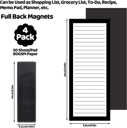 Thboxes 4 Pack Magnetic Note Pad for Fridge with Pen Holder, Totally 200 Sheets Grocery List Magnet Pad for Refrigerator Magnetic Shopping List Pad（Fruit Design） | Full-Back Magnet, 80Gsm FSC-certified Paper, School Office Home Supplies Grocery List