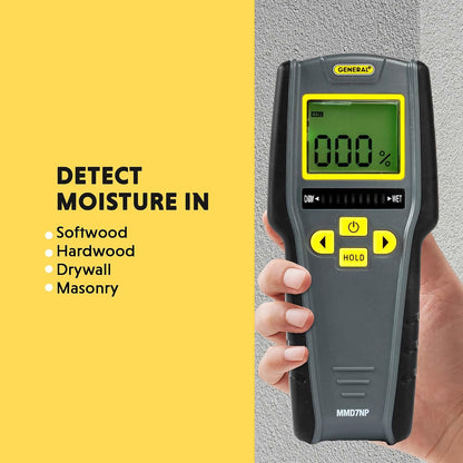 General Tools MMD4E Moisture Meter for Wood, Walls & Water Leak Detection | Pinless wood moisture meter for drywall & walls. Detects mold & humidity. Water leak detector for home moisture testing.
