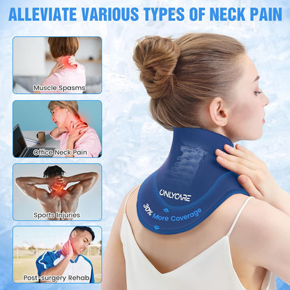 ONLYCARE Neck Ice Pack Wrap Gel - Upgraded Shoulder Ice Packs for Injuries Reusable, Hot and Cold Compress Ice Packs for Neck, Relief of Pain, Office Pressure, Swelling, Sprains