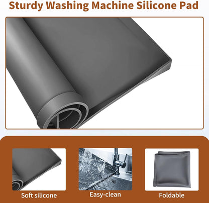 Large 29×29''Silicone Washing Machine Drain Pan,0.98" Raised Edges,Non-Slip Waterproof Drip Tray for Under Washer & Dryer,Anti-Vibration Floor Leak Protector for Refrigerator,Air Fryer,Coffee Maker