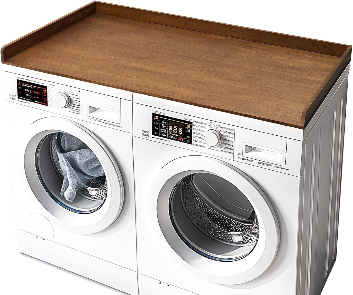Gashell Washer Dryer Countertop, 27.5" x 54" Bamboo Washer and Dryer Countertop for Laundry Room Organization(Retro Brown)