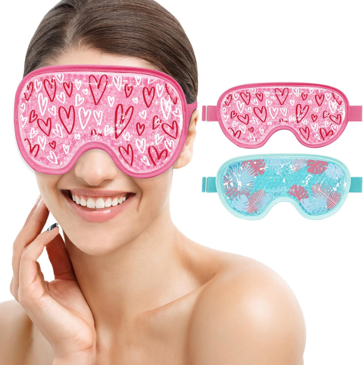 2 PCS Ice Eye Mask Reusable Hot Cold Therapy Gel Bead Eye Mask for Puffiness/Dark Circles/Eye Bags/Dry Eyes/Headaches/Migraines/Stress Relief,Cooling Eye Mask,Ice Pack for Eyes (Purple)