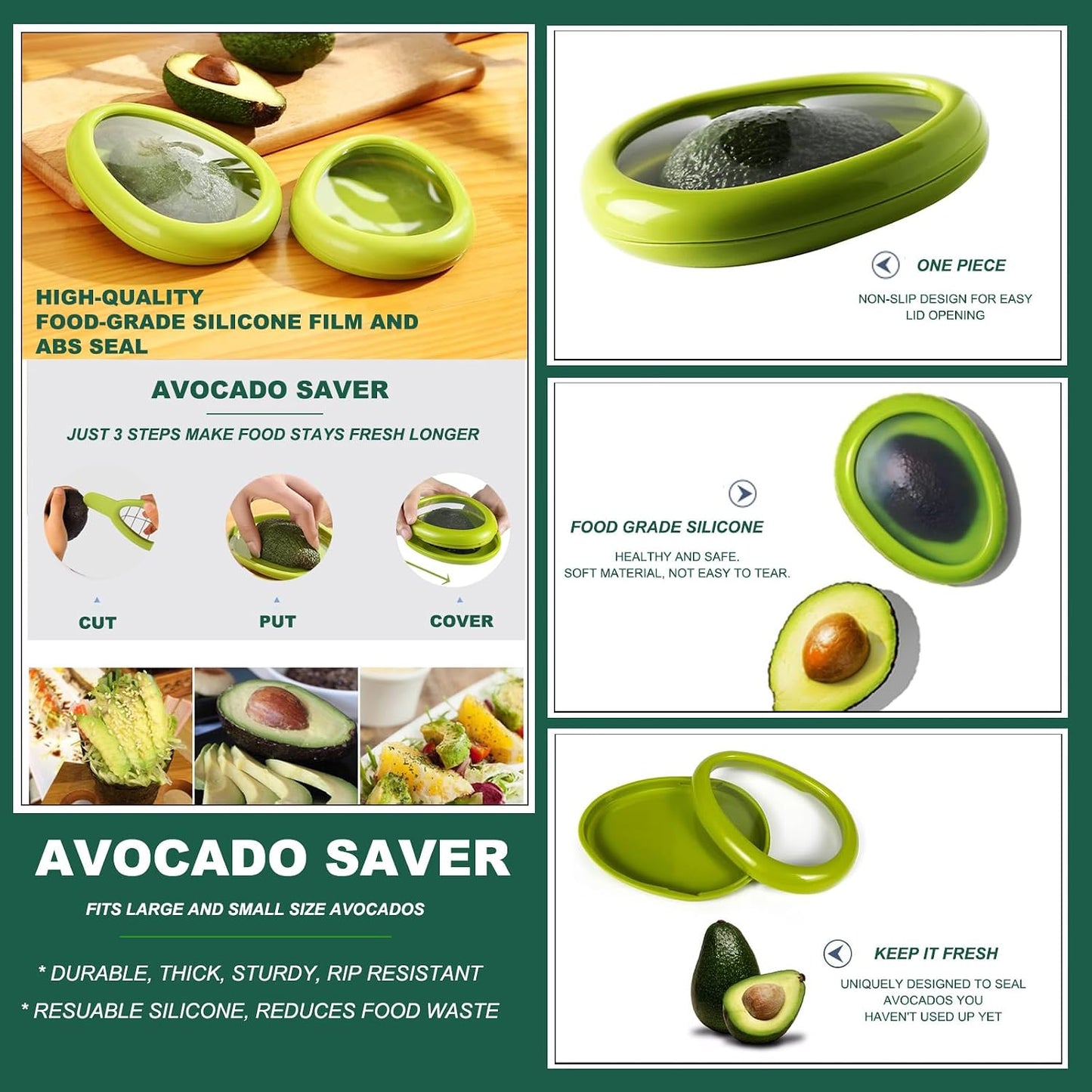 Avocado Slicer Tools 3 PCS - Avocado Saver for Fridge to Keep - Avocado Slicer for Peeler Pitter - Avocado Cutter for Cuber Dicer - Fruit Vegetable Avocado Tools-Kitchen Gadgets