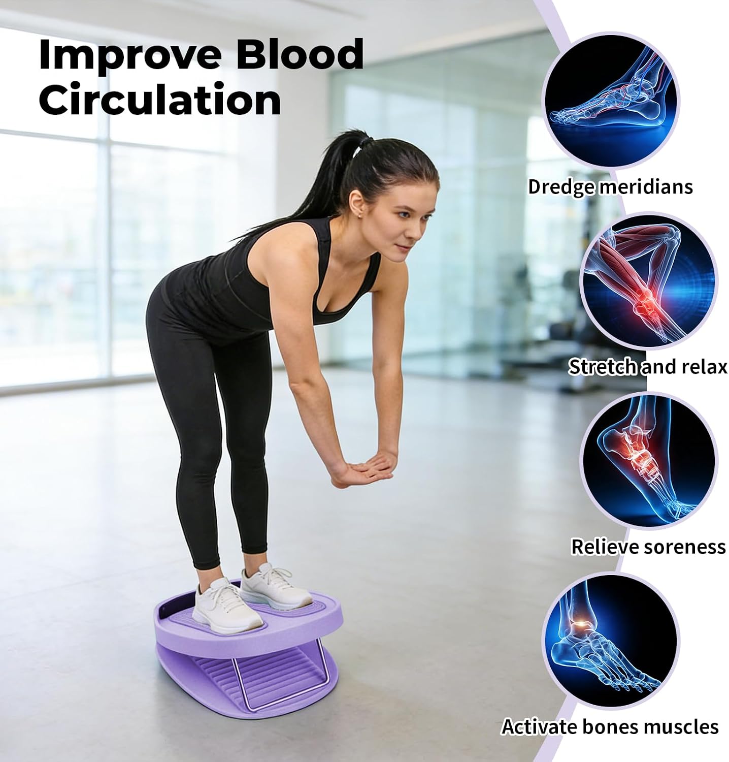 Adjustable Calf Stretcher Slant Board, 15-Level Incline for Ankle Rehab | Lightweight ankle stretch board for shin splints & Achilles tendonitis, home gym travel rehab