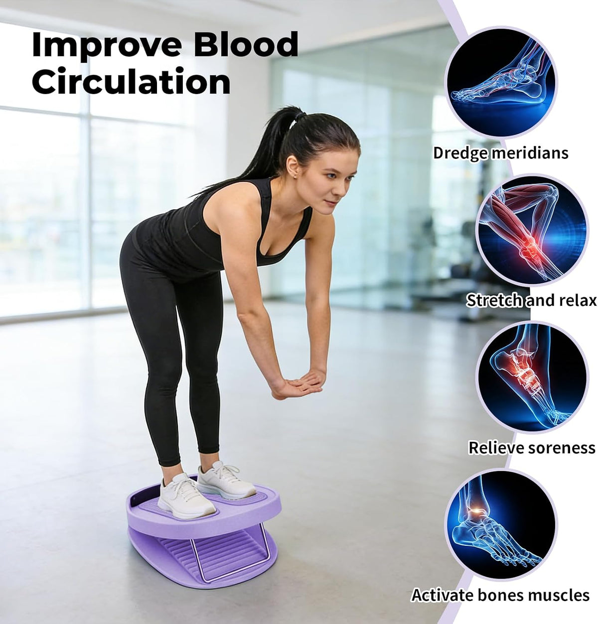 Adjustable Calf Stretcher Slant Board, 15-Level Incline for Ankle Rehab