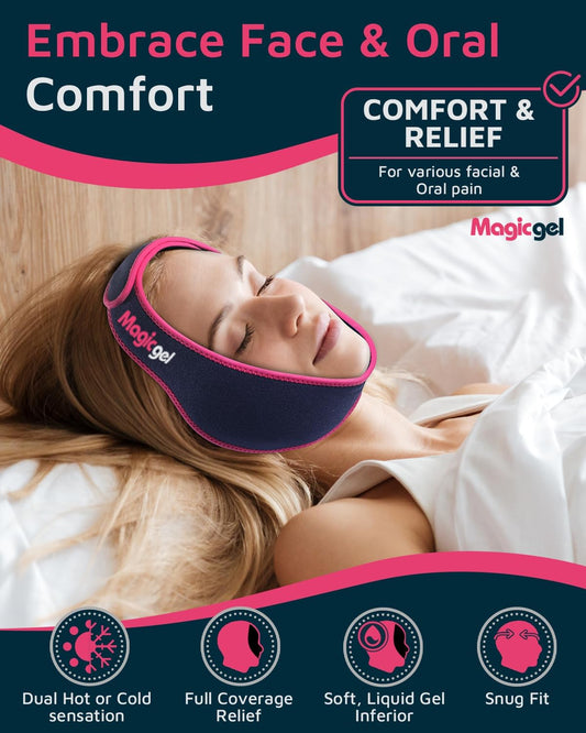 Magic Gel Wisdom Teeth Face Ice Pack - Reusable Hot & Cold Compress for Face Jaw Chin TMJ - Adjustable Compression - Head Ice Pack - Durable Design for Hands Free Application