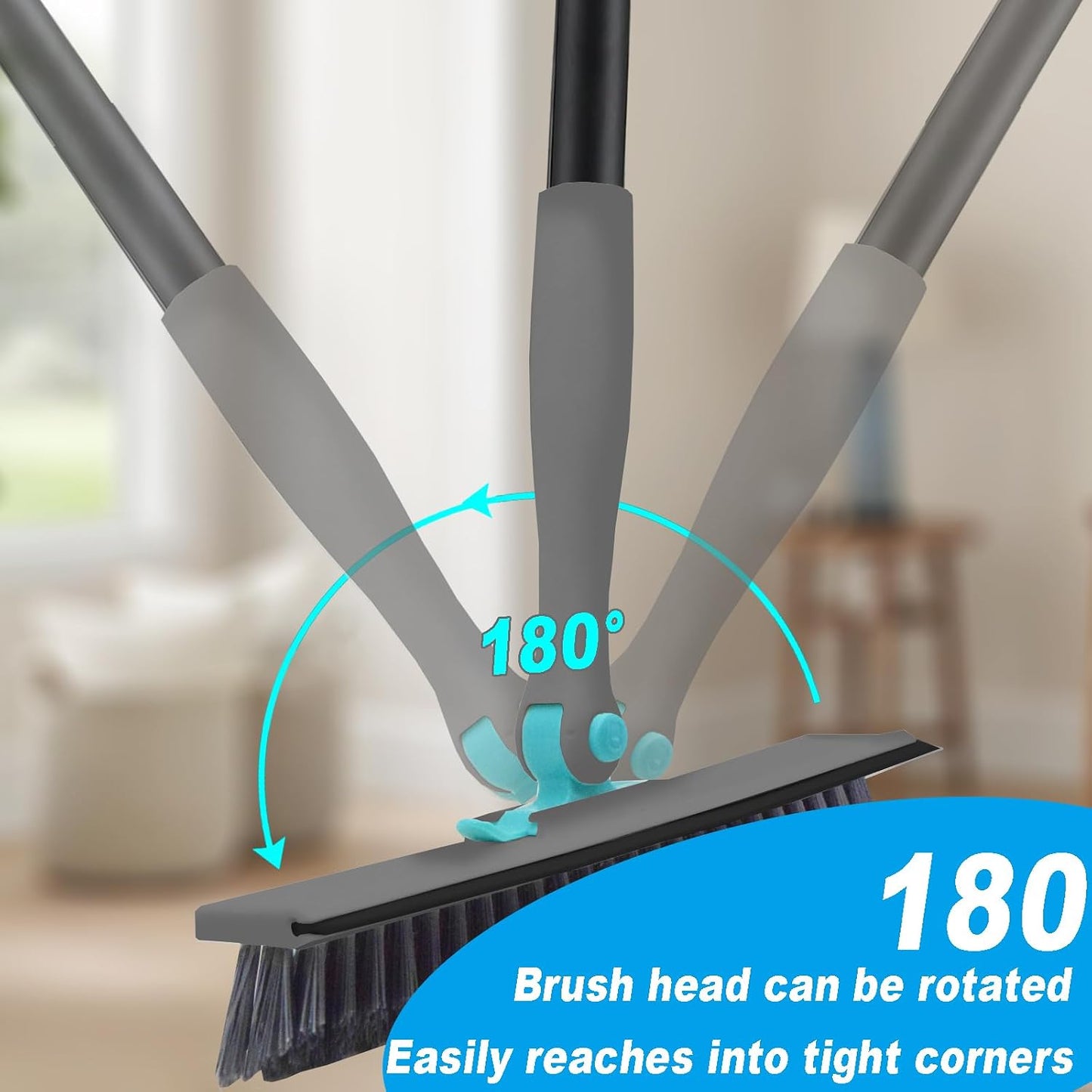 Grout Brush with Long Handle V Shape Floor Scrub Brush Stiff Bristle Grout Scrubber for Cleaning Bathroom Garage Kitchen Wall Tub Tile (1, White)