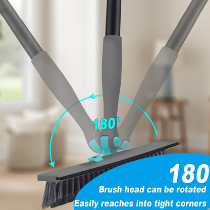 Grout Brush with Long Handle V Shape Floor Scrub Brush Stiff Bristle Grout Scrubber for Cleaning Bathroom Garage Kitchen Wall Tub Tile (1, White)