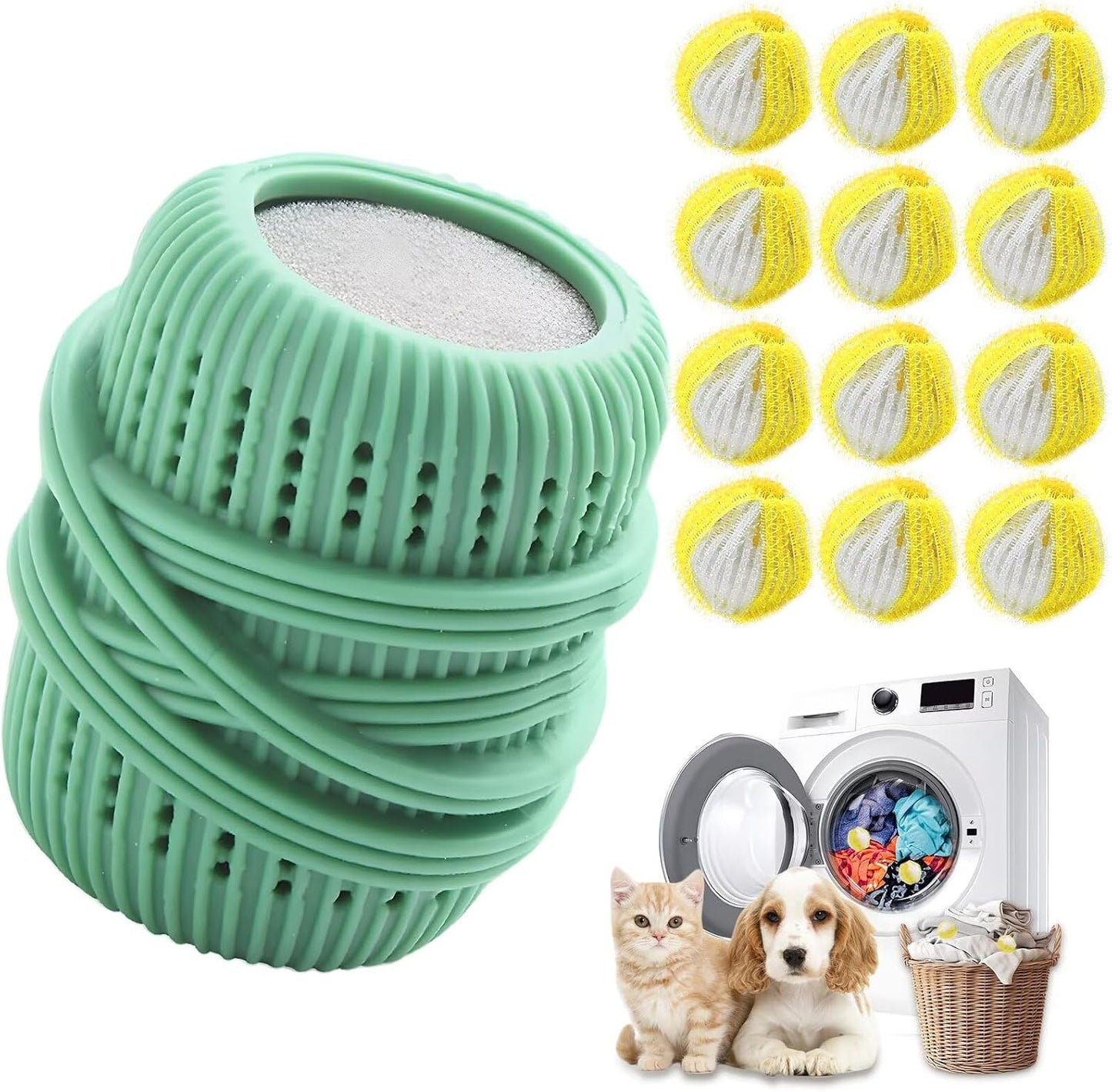Pet Hair Remover for Laundry, for Bedding & Clothes use in Washing Machine (12, Yellow)