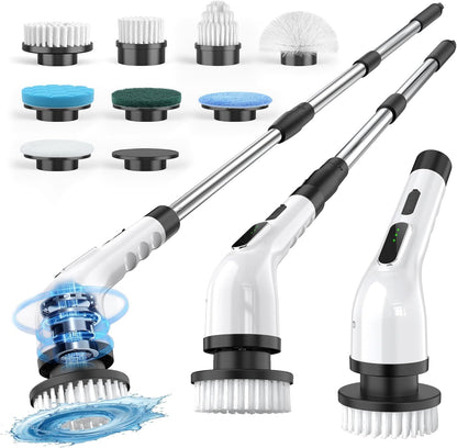 Electric Spin Scrubber for Cleaning Bathroom, Shower Scrubber Cordless Cleaning Brush with IPX7 Waterproof & 3 Speed, 9 Brush Heads, Bathroom Cleaning Supplies for Shower Tub Kitchen Tile Toilet Floor