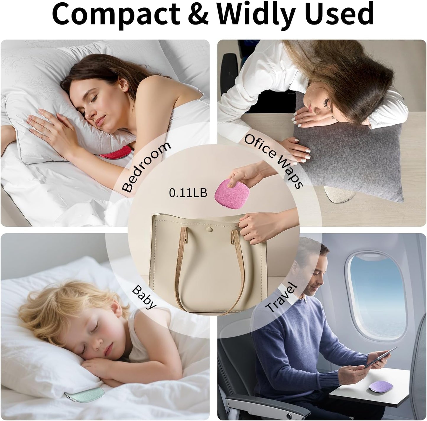Under Pillow Speaker for Sleeping, Pillow Speaker for Sleeping with White Noise &Timer, Wireless Sleep Aid with Stereo Bass Private Sleep Headphones for Side Sleepers-Light Purple