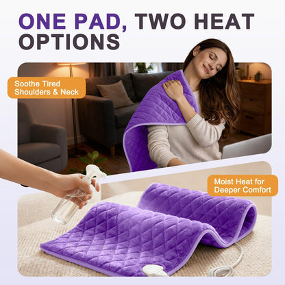 Electric Heating Pad for Back Neck & Shoulders, 35"x20" King Size, Velvet