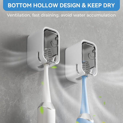 MOPMS Single Slot Toothbrush Holders Wall Mounted with Cover for Bathrooms | 2PCS Toothbrush Cover for Shower, Single Toothbrush Dispenser Storage Organizer for Family & Travel