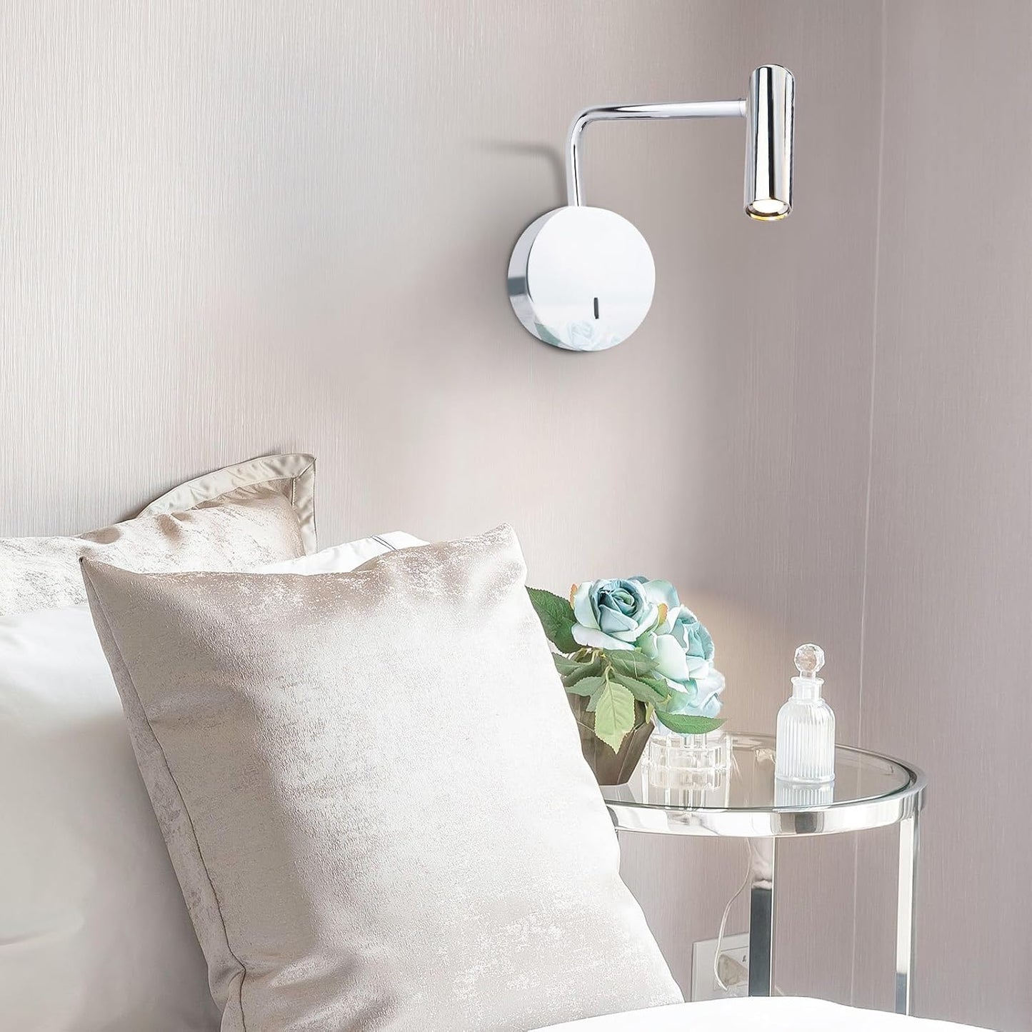 ZEROUNO Wall Mounted Reading Light for Bedroom LED Hardwired Sconce with Switch on/Off Modern 3000K Swing Arm Bedside Wall Mount Lamp (Black)