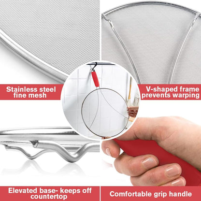 Splatter Screen for Frying Pan,Silicone Grease Splatter Guard, Heat-Resistant Splatter Guards for Cooking,Dishwasher Safe (9.8", 11.4", 13")