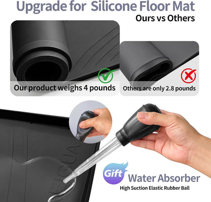 Washing Machine Pan, Drain Pan, Large 33×30/4 LBS Silicone Drain Pan, Waterproof Non-Slip Drip Tray with Raised Edge, Anti-Vibration Floor Leak Protector for Washer, Dryer and Laundry Room