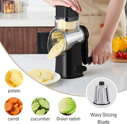 Weltonhm 4 in 1 Large Cheese Grater Hand Crank (White Grey 4 Graters)