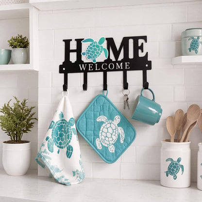 Key Holder Wall Mount Paw Print Metal Key Hooks Organizer Dog Leash Holder with 5 Hooks Rustic Farmhouse Decorative Welcome Home Wall Decor for Entryway Bathroom Dog Lover 9.8 Inch