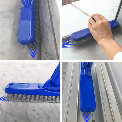 Grout & Scrub Brush Combo, Floor Scrubber with Long Handle, Multi-Purpose Stiff Bristles Cleaning Brush Set for Tile, Grout, Deck, Kitchen, Shower Floor (2 Pcs)