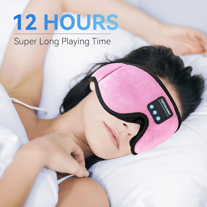 Sleep Headphones, Bluetooth 5.0 Wireless 3D Eye Mask, Lightimetunnel Washable Sleeping Headphones for Side Sleepers With Adjustable Ultra Thin Stereo Speakers Microphone Hands Free for Insomnia Travel