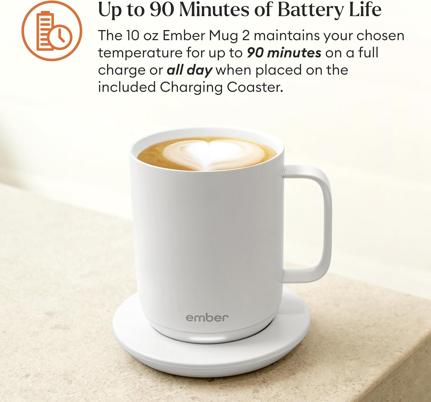 Ember Temperature Control 14oz Smart Mug 2, App-Controlled and Rechargeable Heated Coffee Cup Warmer with Intelligent LED Display, Sage Green.