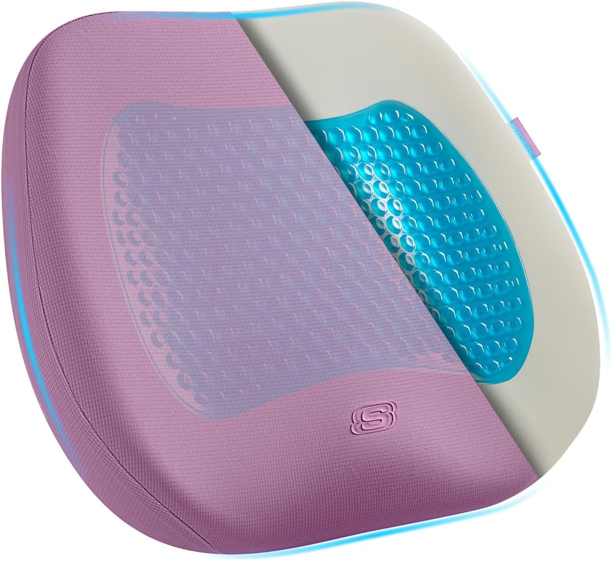 Skechers Seat Cushion Premium Gel & Memory Foam-Office Chair Cushion for Tailbone Pain Relief,Butt Pillow for Office Chair,Car seat Cushion,Long Sitting Office Workers,and Car Drivers,Black