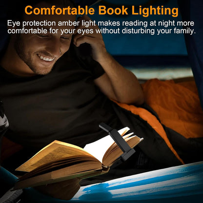 NEWZCLA【2 Pack】Rechargeable Book Light for Reading in Bed,Foldable Clip-On Reading Light,Lightweight 3 Color Amber Eye Care & Stepless Dimming,80H Lasting LED Lamp Gifts for Book Lovers,Travel/2*Black