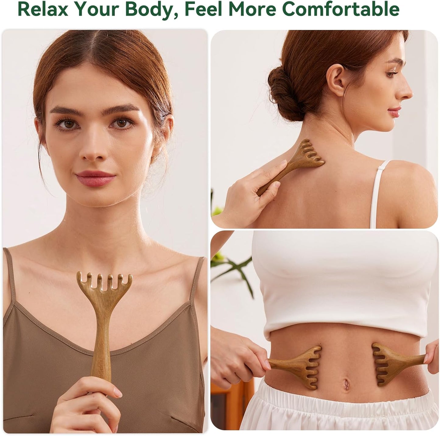 Wood Therapy Massage Tools – Wooden Manual Guasha Tool, Handheld Body & Scalp Massager, Trigger Point Scraper, Reflexology & Lymphatic Drainage Inspired Wooden Massage Tool for Face, Neck, Back & Legs