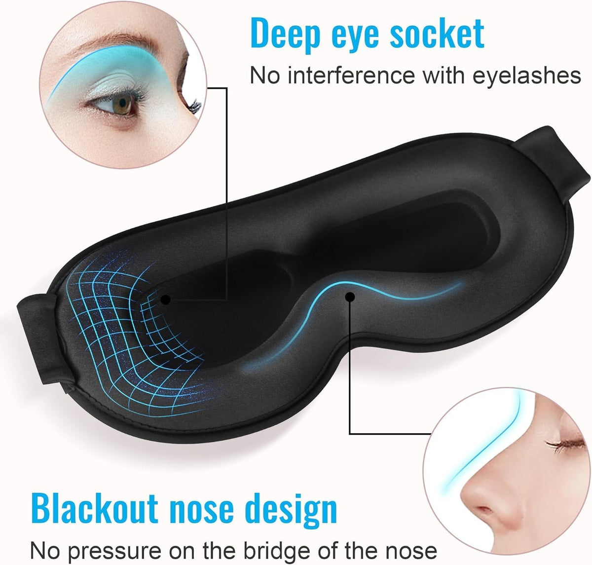 Sleep Mask for Lash Extensions, 3D Contoured Weighted Eye Cover