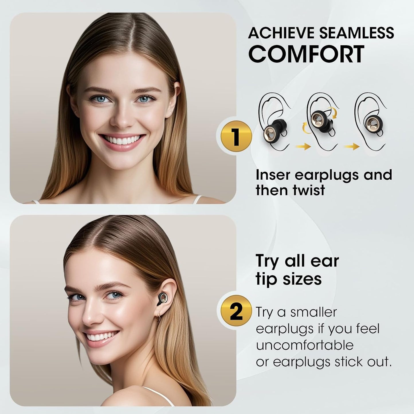 Noise Cancelling Ear Plugs for Sleeping, Reusable Silicone Ear Plugs for Noise Reduction, Soft Hearing Protection with 8 Ear Tips for Concerts, Work, Shooting, and Travel(Rose)