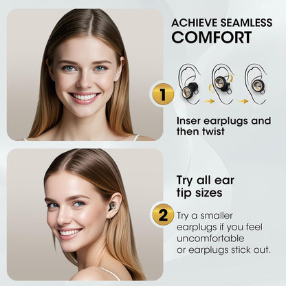 Noise Cancelling Ear Plugs for Sleeping, Reusable Silicone Ear Plugs for Noise Reduction, Soft Hearing Protection with 8 Ear Tips for Concerts, Work, Shooting, and Travel(Rose)