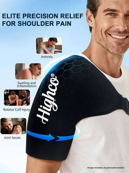Shoulder Ice Pack Wrap for Rotator Cuff and Arm,Reusable Compression Cold Brace for Pain Relief & Muscle Relaxation,Tendonitis,Swelling,Discomfort After Surgery,Hot &Cold Therapy Ice Pack for Shoulder (Large-Black)