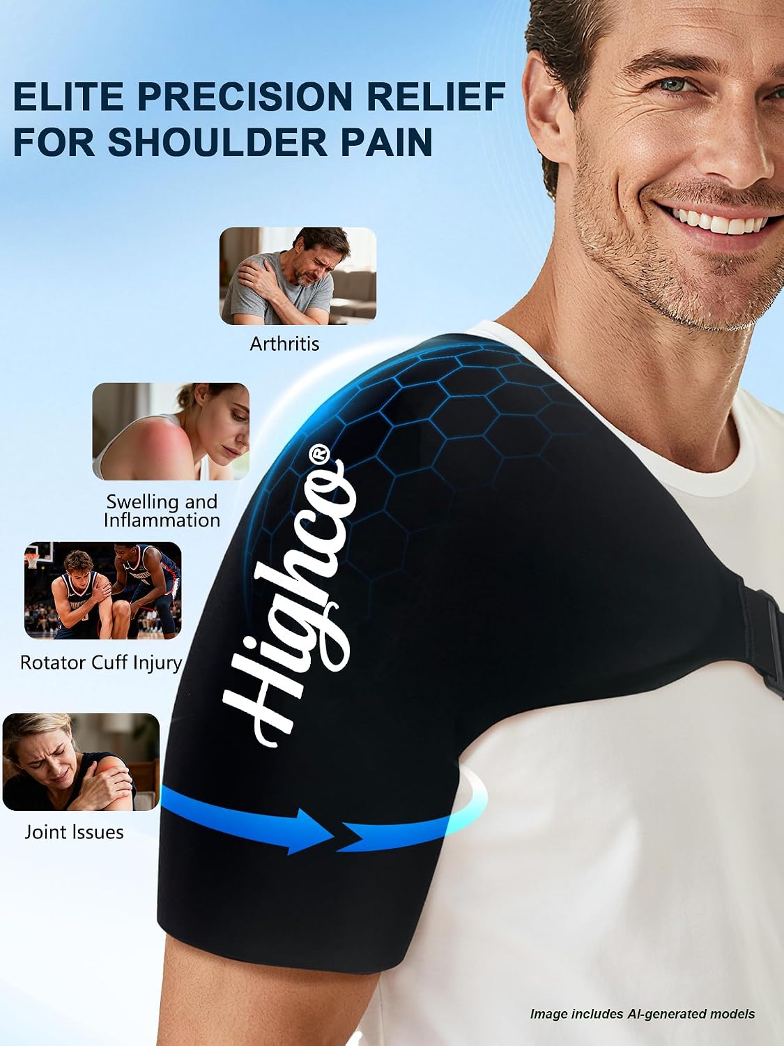 Shoulder Ice Pack Wrap for Rotator Cuff and Arm,Cold Compression for Relief